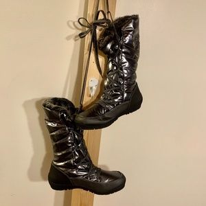 Sporto Cold  Pewter Faux Fur   Lace Up Winter Boots  approx sz 9-10